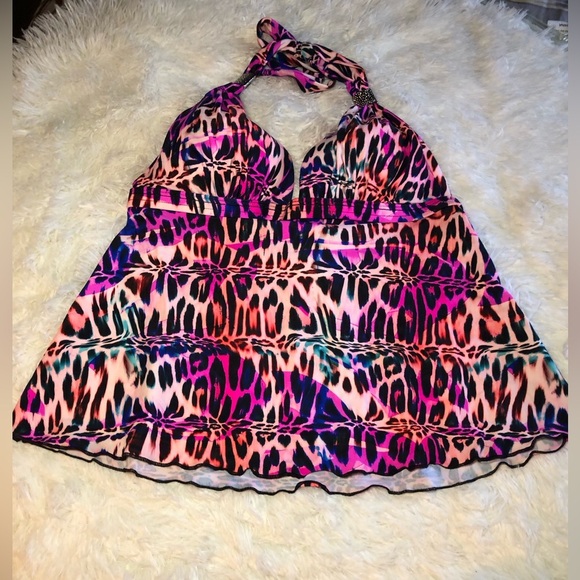 VENUS Hot Pink and Black Animal print Bikini a Tankini Swimwear size 4 NWOT - Picture 5 of 16
